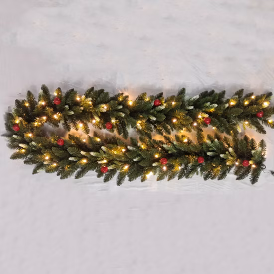 Guirnalda navideña de PE con frutos rojos pequeños y cinta