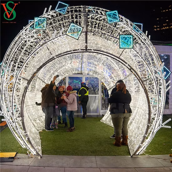 Luz gigante de la decoración del motivo del arco de la bola de la escultura 3D al aire libre de la Navidad