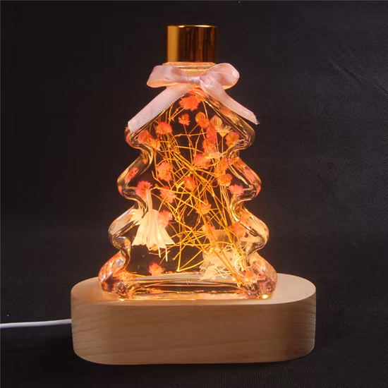 Base de madera cristalina de la luz de la noche del color LED del árbol de navidad 7 de los nuevos adornos de la Navidad del diseño