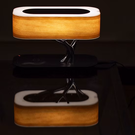 Luz de madera promocional de la lámpara de mesa del altavoz de Bt de la luz del árbol del día de fiesta